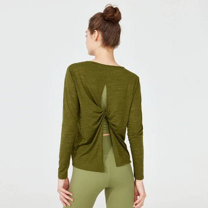 Long Sleeve Yoga Clothing, Female Sport Outfit Sportswear Woman Gym Women'S Sports Blouses, Pilates Workout Tops Fitness Shirt