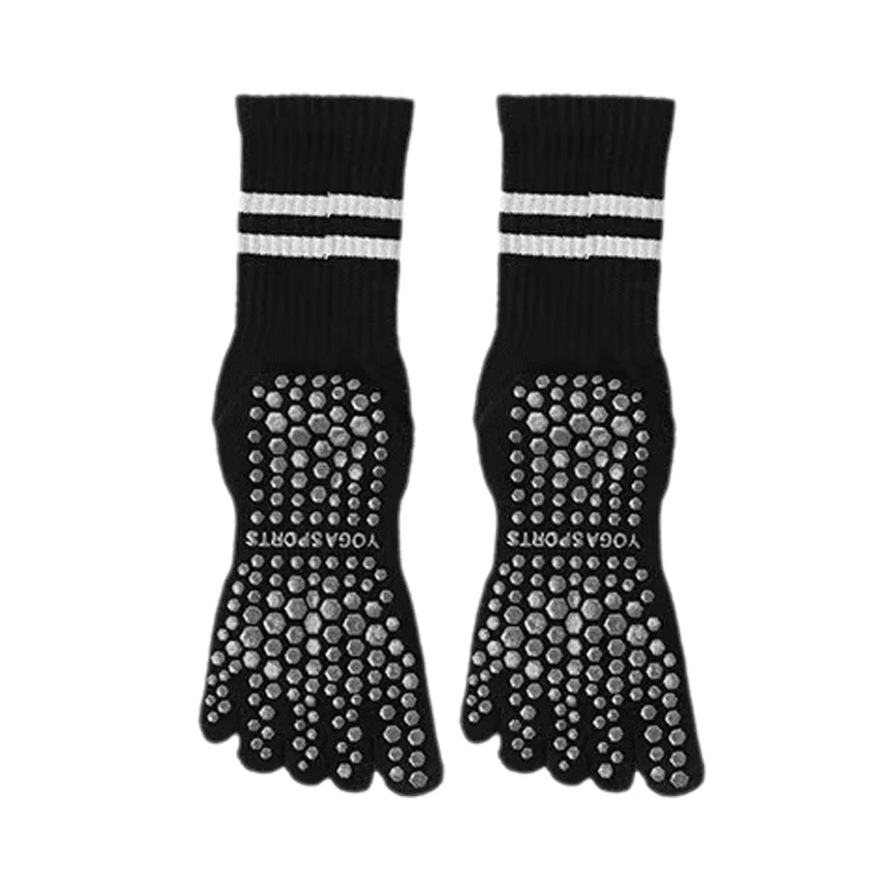 1 Pairs Yoga Socks Pure Cotton Silicone Antislip Socks Pilates Dance Sports Socks Breathable Sweat Absorption Fivetoe Socks