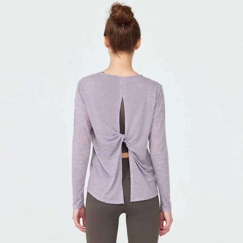 Long Sleeve Yoga Clothing, Female Sport Outfit Sportswear Woman Gym Women'S Sports Blouses, Pilates Workout Tops Fitness Shirt