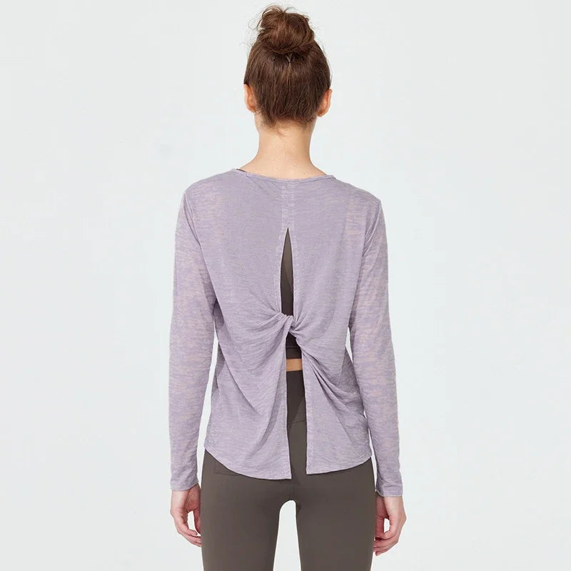 Long Sleeve Yoga Clothing, Female Sport Outfit Sportswear Woman Gym Women'S Sports Blouses, Pilates Workout Tops Fitness Shirt