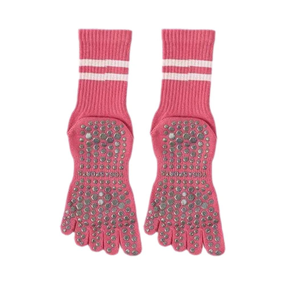 1 Pairs Yoga Socks Pure Cotton Silicone Antislip Socks Pilates Dance Sports Socks Breathable Sweat Absorption Fivetoe Socks