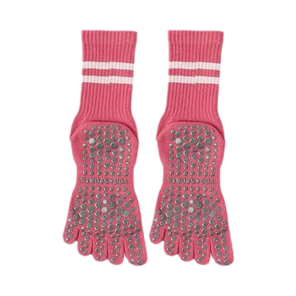 1 Pairs Yoga Socks Pure Cotton Silicone Antislip Socks Pilates Dance Sports Socks Breathable Sweat Absorption Fivetoe Socks