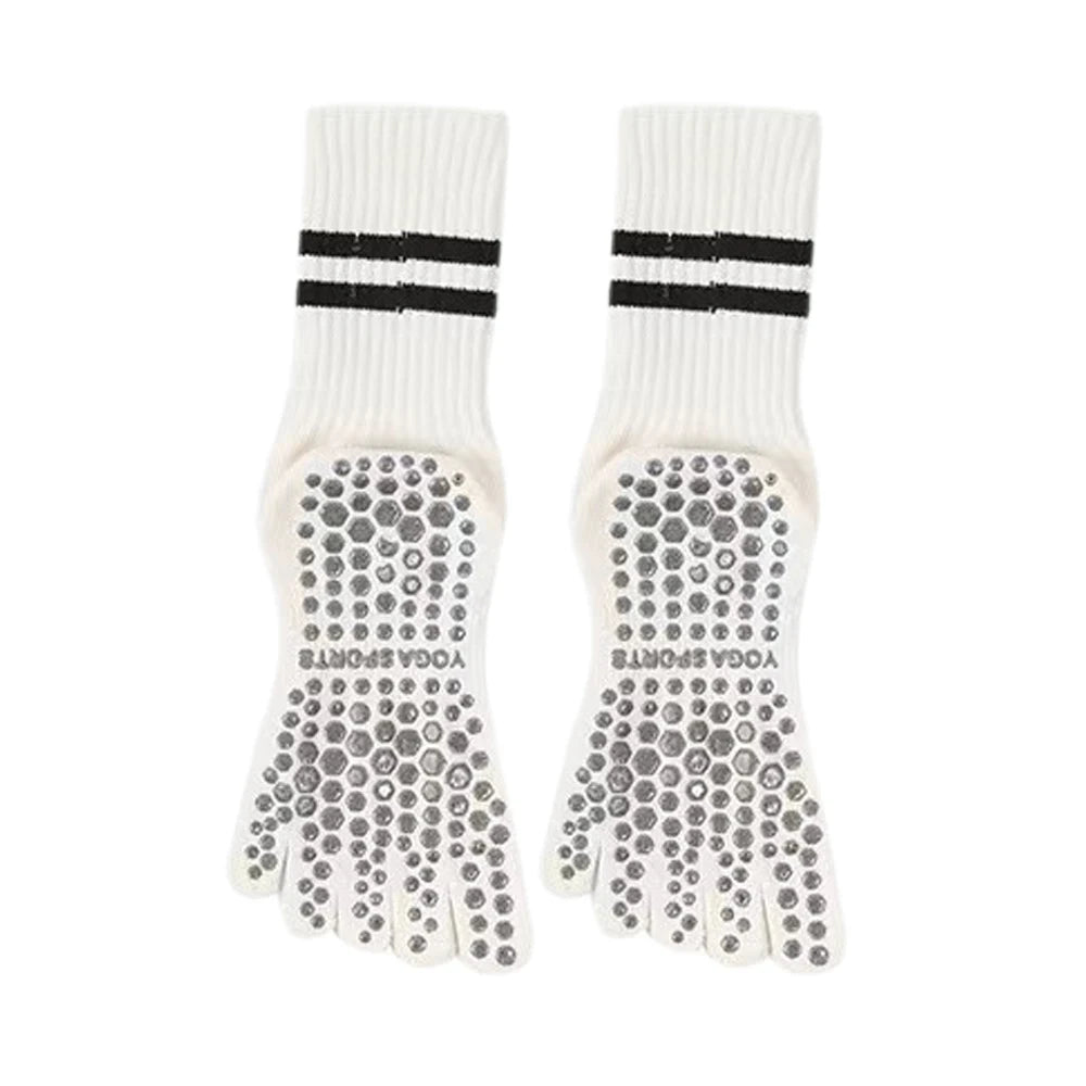 1 Pairs Yoga Socks Pure Cotton Silicone Antislip Socks Pilates Dance Sports Socks Breathable Sweat Absorption Fivetoe Socks