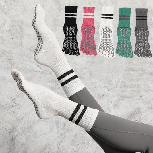 1 Pairs Yoga Socks Pure Cotton Silicone Antislip Socks Pilates Dance Sports Socks Breathable Sweat Absorption Fivetoe Socks