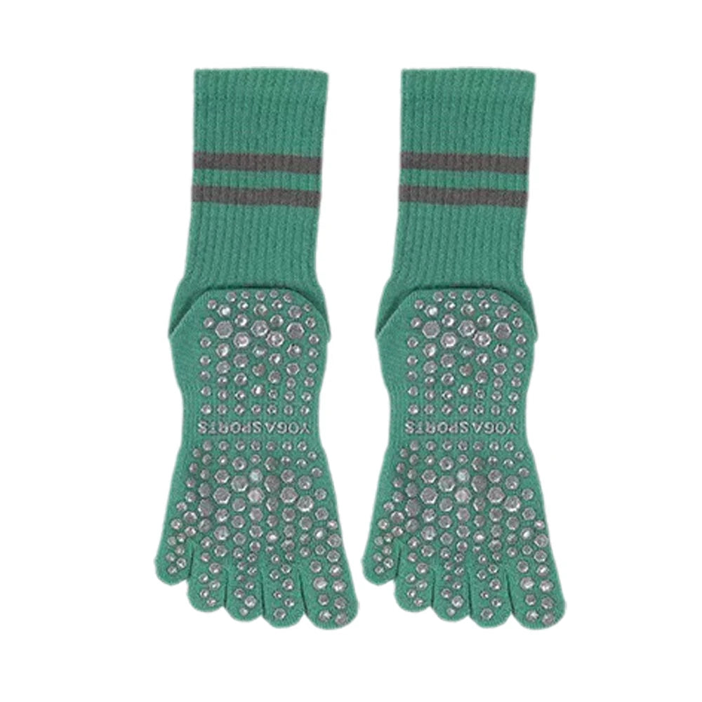 1 Pairs Yoga Socks Pure Cotton Silicone Antislip Socks Pilates Dance Sports Socks Breathable Sweat Absorption Fivetoe Socks