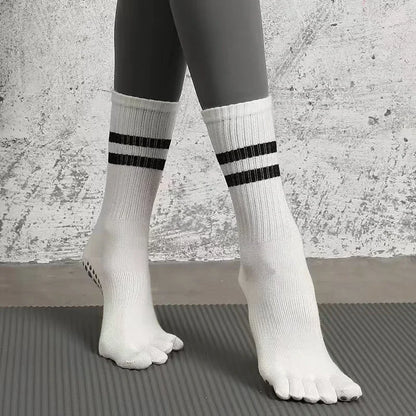 1 Pairs Yoga Socks Pure Cotton Silicone Antislip Socks Pilates Dance Sports Socks Breathable Sweat Absorption Fivetoe Socks