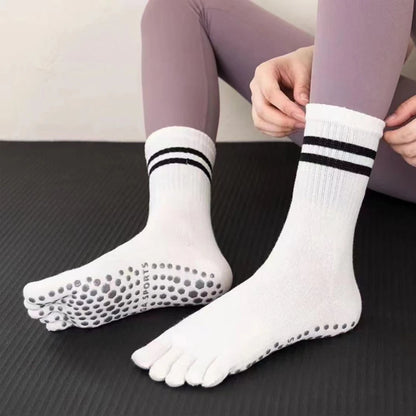 1 Pairs Yoga Socks Pure Cotton Silicone Antislip Socks Pilates Dance Sports Socks Breathable Sweat Absorption Fivetoe Socks